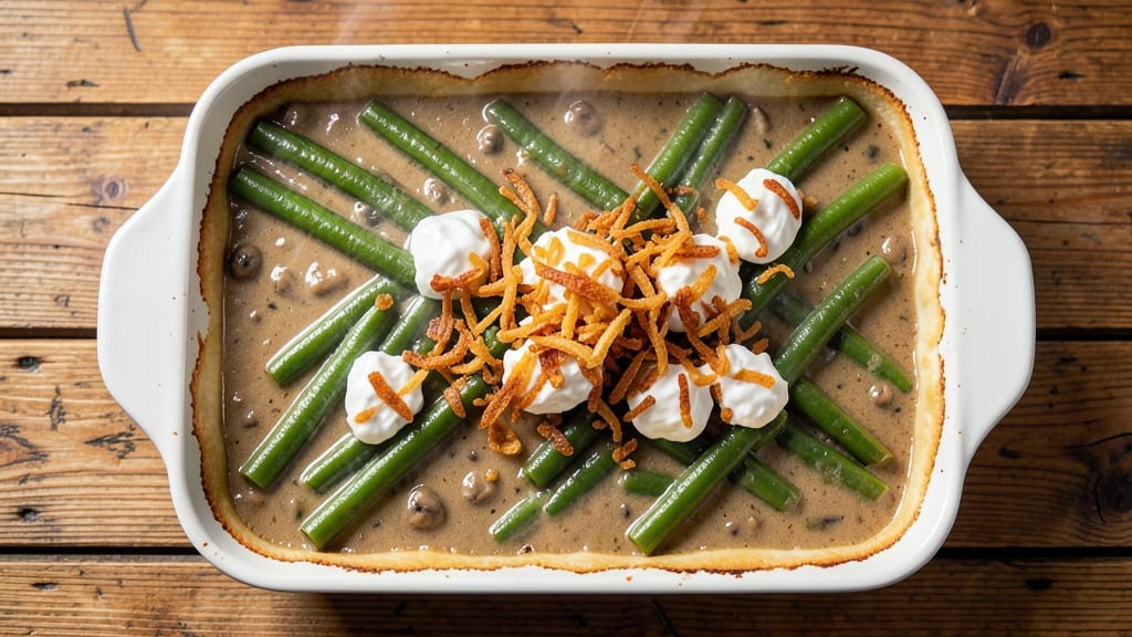 Campbell's Cream of Mushroom Green Bean Casserole Recipe: Crispy Top, Creamy Mushroom Layers
