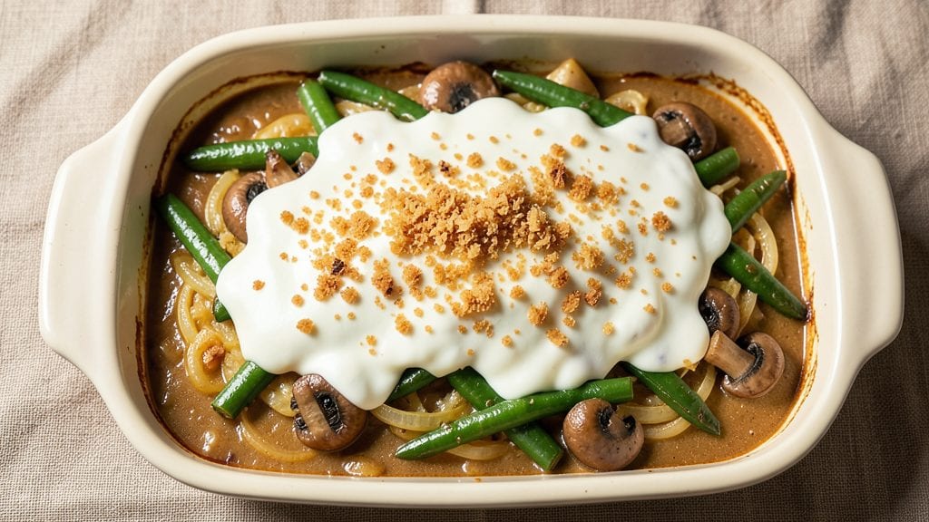 Campbell's French Onion Green Bean Casserole Recipe: Crispy Top, Creamy Mushroom Layers