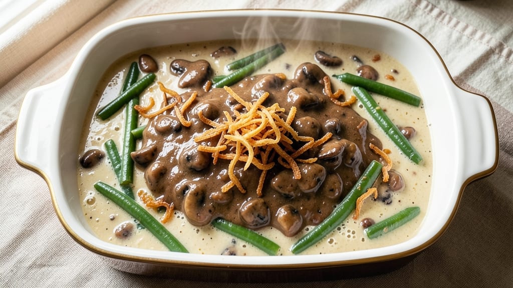 Campbell's Mushroom Soup Green Bean Casserole Recipe: Crispy Top, Creamy Mushroom Layers
