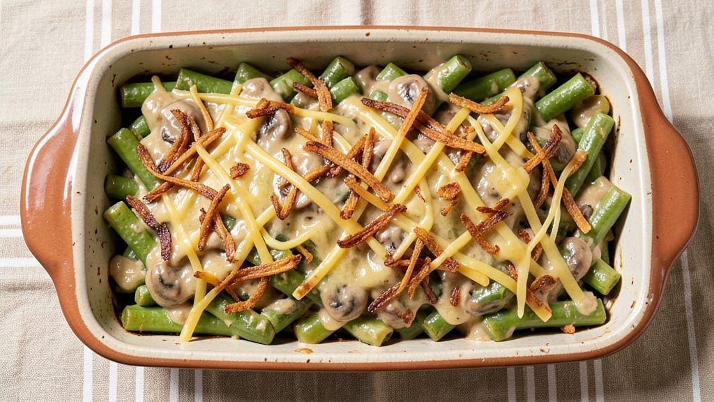 French's Crispy Fried Onions Green Bean Casserole Recipe: Golden Crunch and Creamy Mushroom Layers