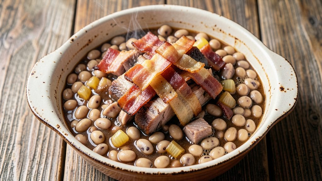 New England Baked Beans Recipe: Brown Sugar Caramelized With Bacon Bits